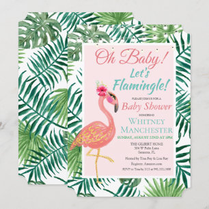 Tropische Flamingo Flamingle Baby Shower Einladung