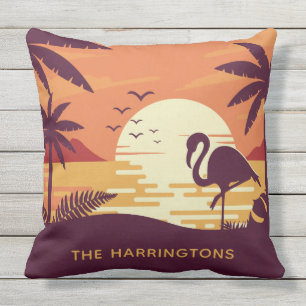 Tropische Flamingo-individueller Name Throwkissen Kissen