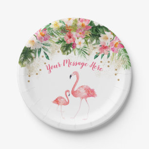 Tropische Flamingo Kinderdusche Pappteller