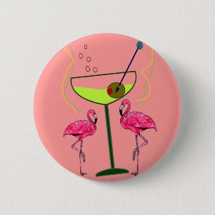 Tropische Flamingo-Kunst-Geschenke Button