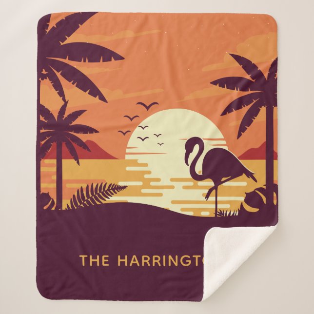 Tropische Flamingo-Namedecken Sherpadecke (Vorderseite)