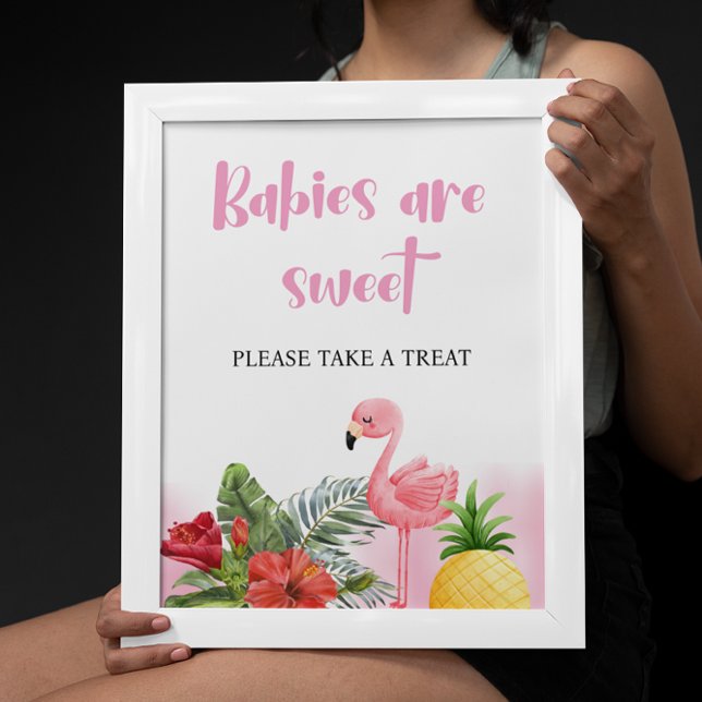 Tropische Flamingo Pink Babies sind süße Zeichen Poster (Von Creator hochgeladen)