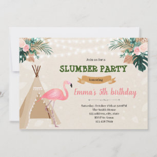 Tropische Flamingo-Pyjama-Party Einladung