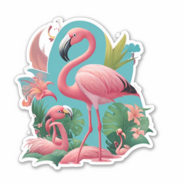 Tropische Flamingo Sticker für jeden Occasio (Vorderseite)