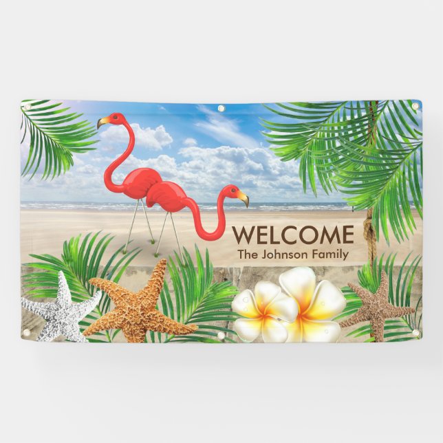 Tropische Flamingo-Vögel im Banner (Horizontal)