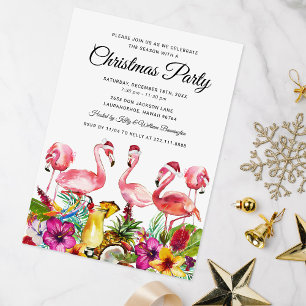 Tropische Flamingo-Weihnachtsfeier Einladung