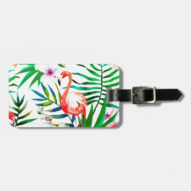 Tropische Flamingokunst Gepäckanhänger (Vorderseite horizontal)