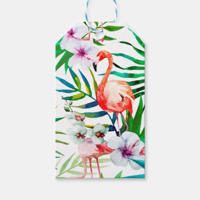 Tropische Flamingokunst Geschenkanhänger (Vorderseite)