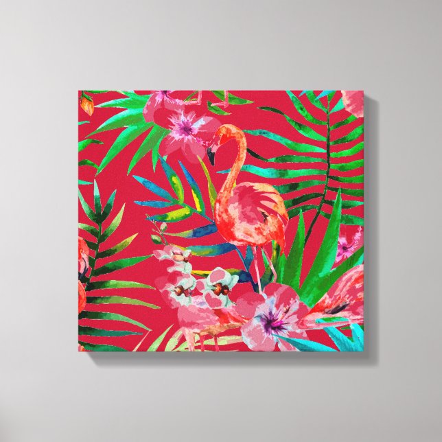 Tropische Flamingokunst Leinwanddruck (Vorderseite)