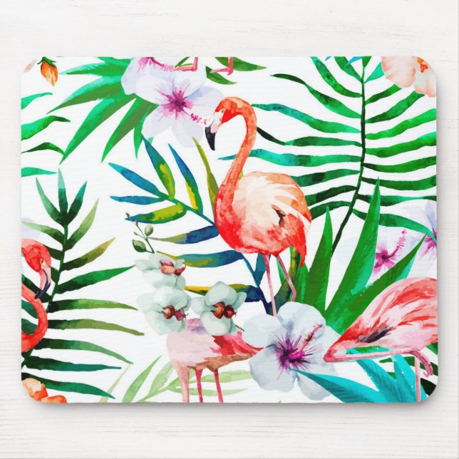 Tropische Flamingokunst Mousepad (Vorne)