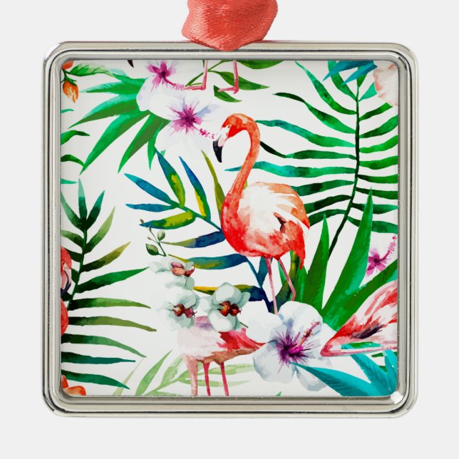 Tropische Flamingokunst Ornament Aus Metall (Vorne)
