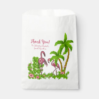 Tropische Flamingos und Blume bevorzugen Flaggen Geschenktütchen