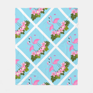 Tropische Flamingos und florale Illustration Fleecedecke