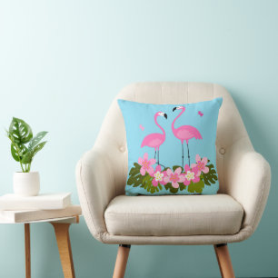 Tropische Flamingos und florale Illustration Kissen