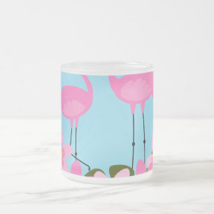 Tropische Flamingos und florale Illustration Mattglastasse