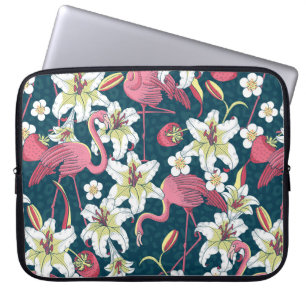 Tropische Flamingos und Lilien Nahtloses Muster Laptopschutzhülle