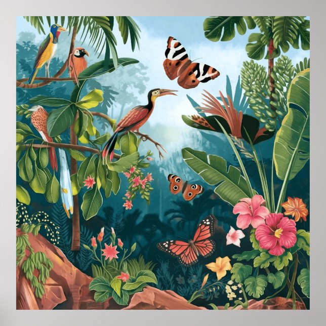 Tropische Flora und Fauna der hispanischen Landsch Poster (Vorne)