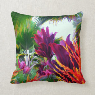 Tropische Flora und Palmblätter Kissen