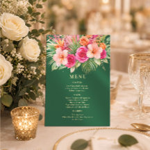 tropische florale Farbige Hochzeitsmenü