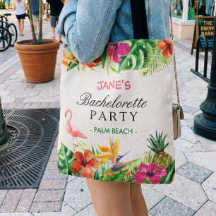 Tropische Florale Flamingo Braut Junggesellinnenab Tasche