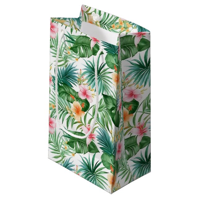 Tropische florale Geschenktasche Kleine Geschenktüte (Vorderseite Schrägansicht)