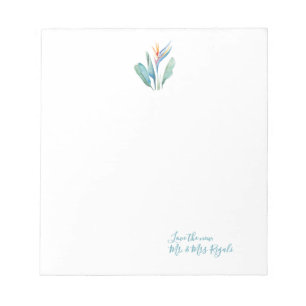 Tropische Florale Hochzeit Dankeschön Aquarell Notizblock