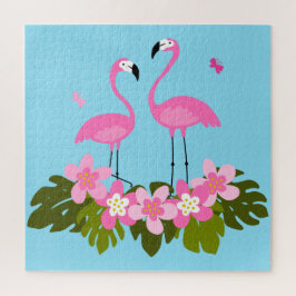 Tropische Florale Illustration mit rosa Flamingos