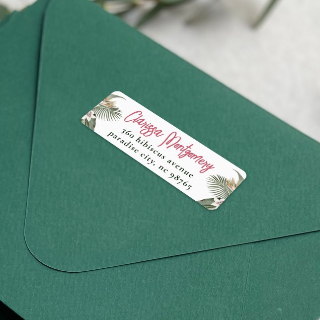 Tropische florale Moderne Sommer-Rücksendeadresse (Return Address Label Mock-up)