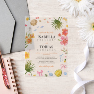 Tropische Florale & Muschel-Küsten-Vellum-Hochzeit
