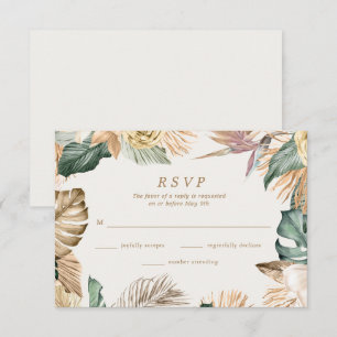 Tropische Florale Strand-Hochzeitsdestination RSVP Karte