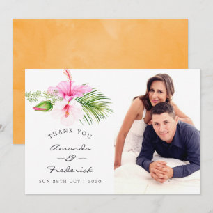 Tropische Florale Strandhochzeit Danke Einladung