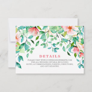 Tropische florale Strandhochzeit Details RSVP Kart Karte