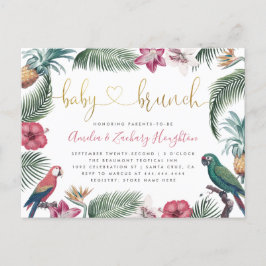 Tropische Foliage & Blume Gold Baby Brunch Dusche Einladungspostkarte