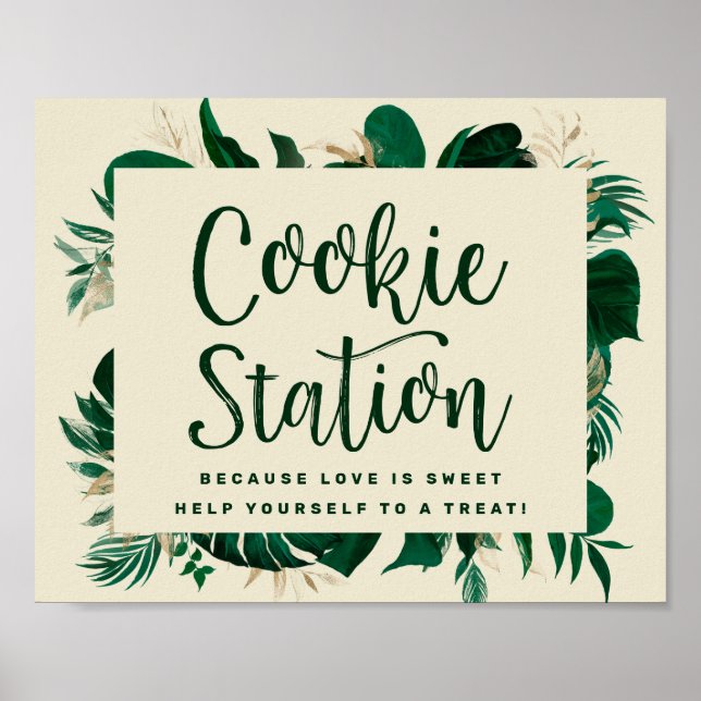 Tropische Foliage Chic Cookie Station Hochzeitszei Poster (Vorne)
