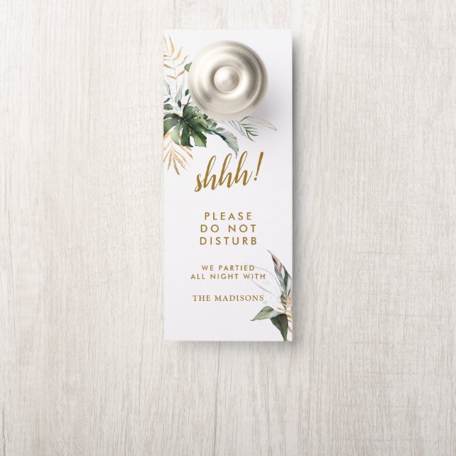 Tropische Foliage Gold Hochzeit stört nicht Türanhänger (Auf Knauf)