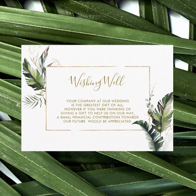 Tropische Foliage Gold Hochzeit wünschend gut Begleitkarte (Von Creator hochgeladen)