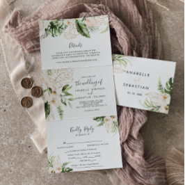 Tropische Foliage-Hochzeit Dreifach Gefaltete Einladung
