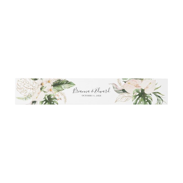 Tropische Foliage-Hochzeit Einladungsbanderole (Flach)
