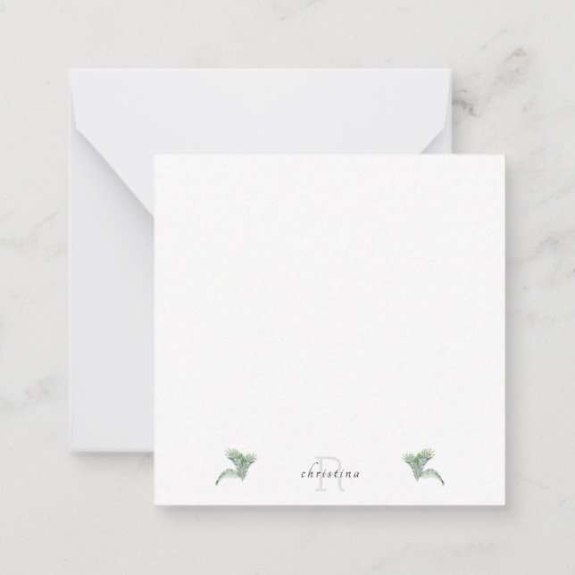Tropische Folien Danke Monogram Blank Mitteilungskarte (Rückseite)