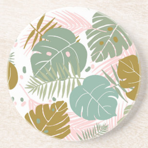 Tropische Folien - Muster aus Monstera und Palmblä Getränkeuntersetzer