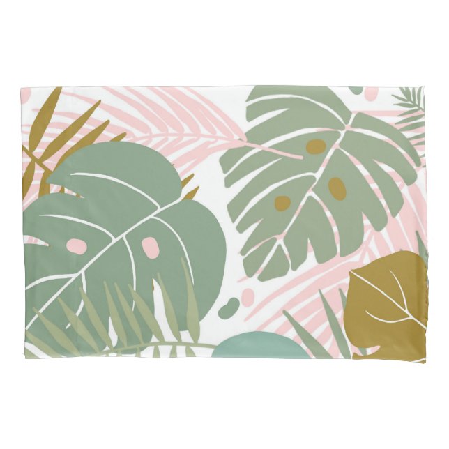Tropische Folien - Muster aus Monstera und Palmblä Kissenbezug (Vorderseite)
