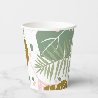 Tropische Folien - Muster aus Monstera und Palmblä Pappbecher