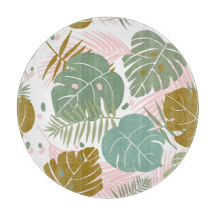 Tropische Folien - Muster aus Monstera und Palmblä Schneidebrett