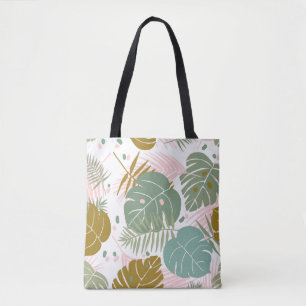 Tropische Folien - Muster aus Monstera und Palmblä Tasche