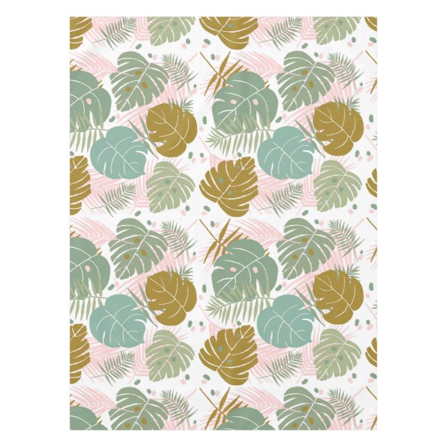 Tropische Folien - Muster aus Monstera und Palmblä Tischdecke (Vorderseite)
