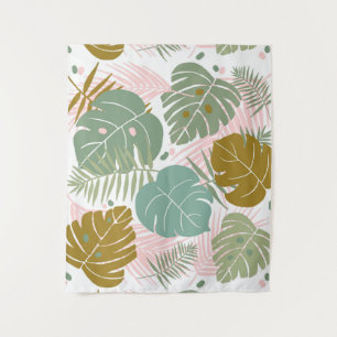 Tropische Folien - Muster aus Monstera und Palmblä Wandteppich