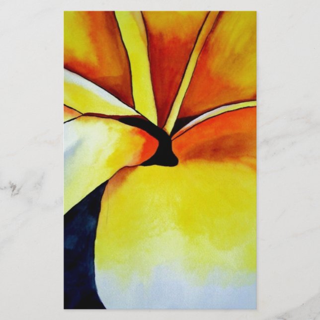 Tropische Frangipani Blume Aquarell abstrakte Kuns Briefpapier (Vorderseite)