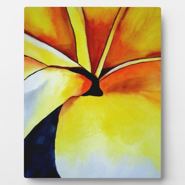 Tropische Frangipani Blume Aquarell abstrakte Kuns Fotoplatte (Vorderseite)