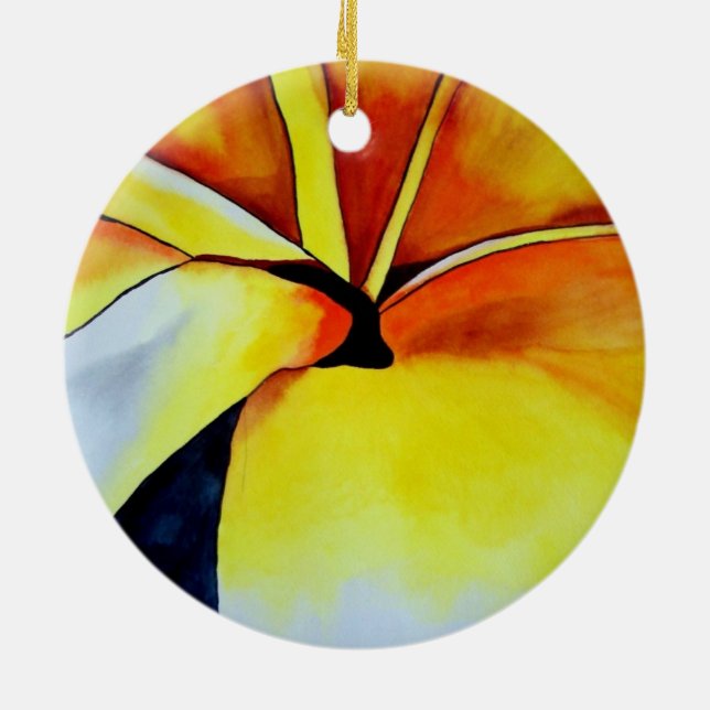 Tropische Frangipani Blume Aquarell abstrakte Kuns Keramikornament (Hinten)