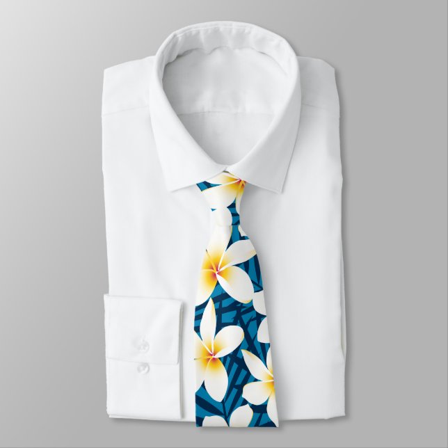 Tropische Frangipani-Blume Krawatte (Gebunden)